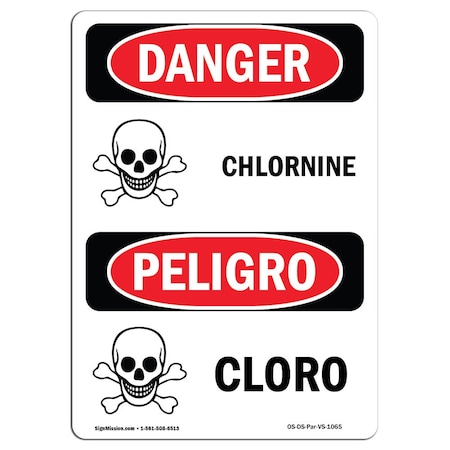 Signmission Safety Sign, OSHA Danger, 7" Height, Chlorine, Bilingual Spanish OS-DS-D-57-VS-1065